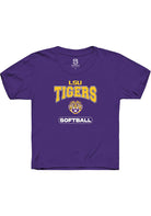 LSU Tigers Youth Purple Softball Short Sleeve T-Shirt