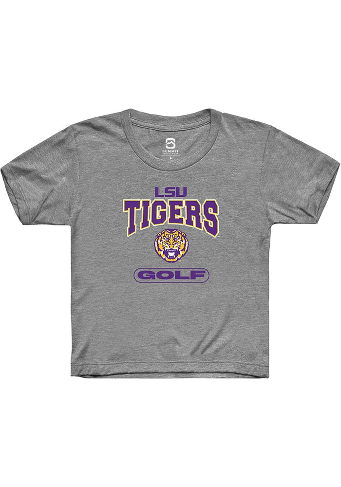 LSU Tigers Youth Grey Golf Short Sleeve T-Shirt