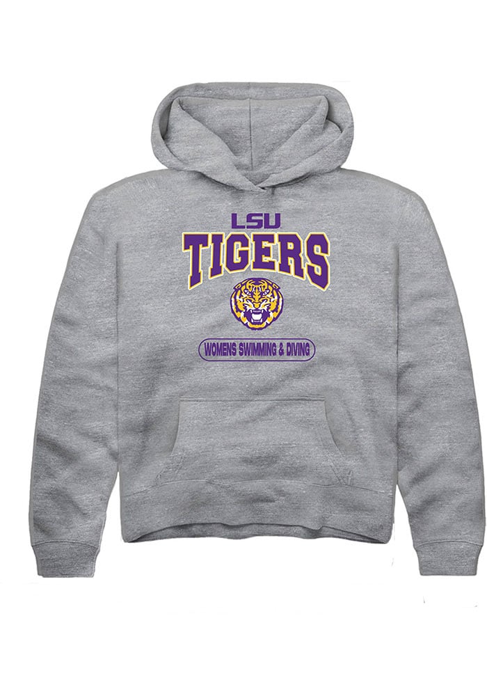 LSU Tigers Youth Grey Womens Swimming & Diving Long Sleeve Hoodie