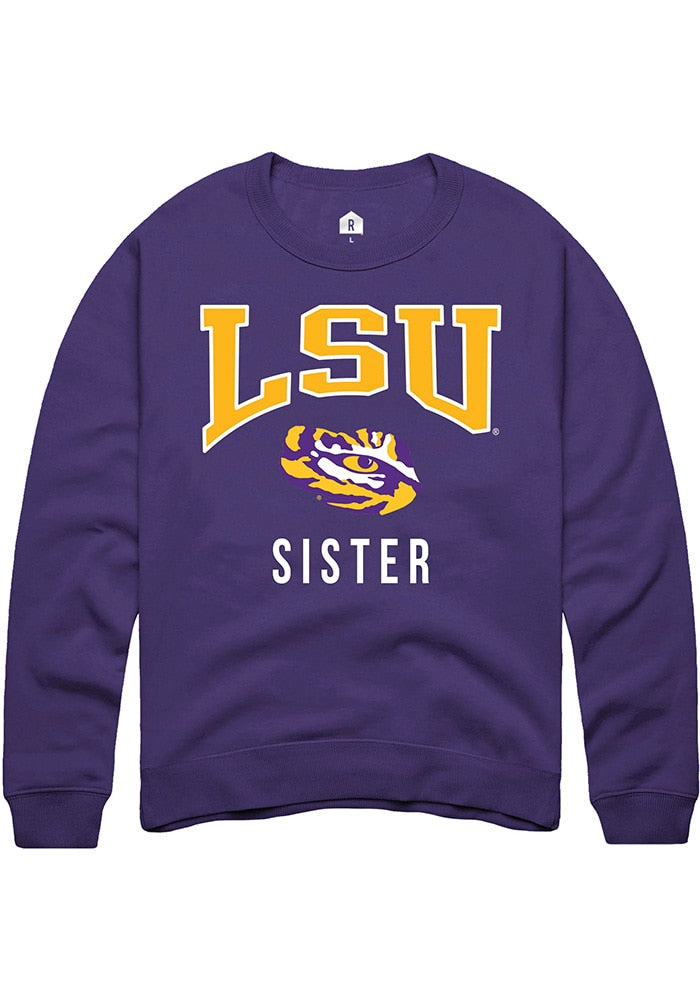 LSU Tigers Mens Purple Sister Long Sleeve Crew Sweatshirt
