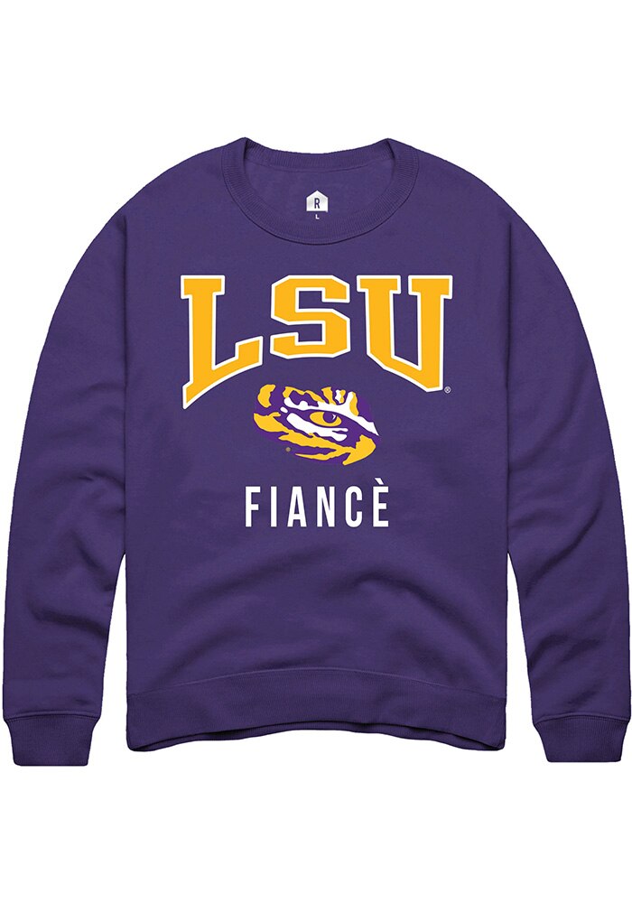 LSU Tigers Mens Purple Fiancé Long Sleeve Crew Sweatshirt