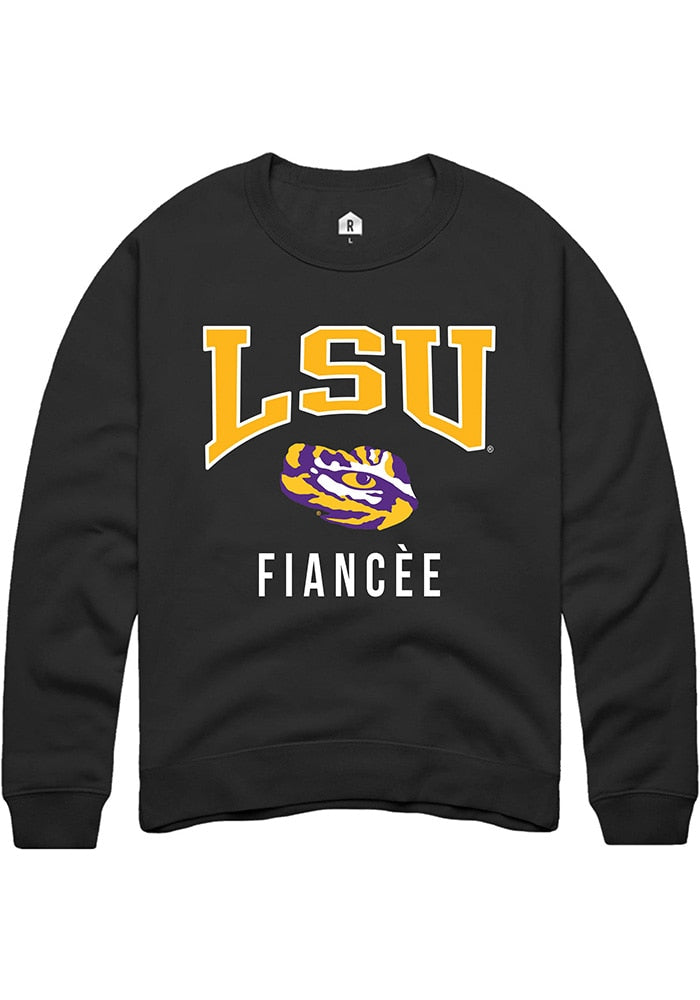 LSU Tigers Mens Black Fiancée Long Sleeve Crew Sweatshirt
