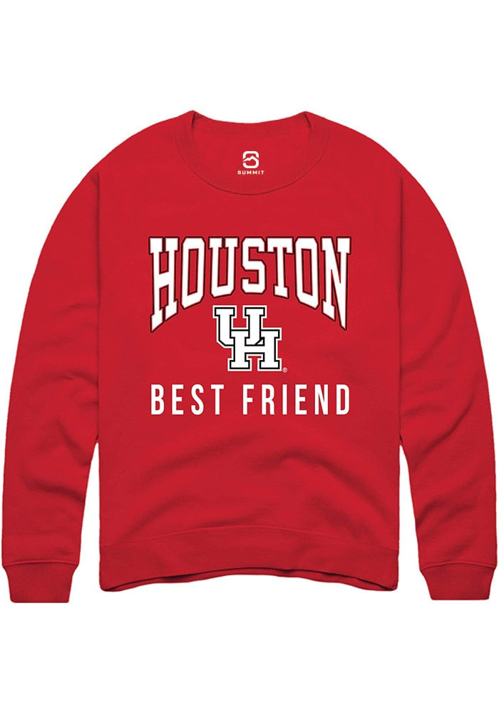 Houston Cougars Mens Red Best Friend Crew Sweatshirt