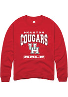 Houston Cougars Mens Red Golf Long Sleeve Crew Sweatshirt