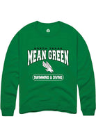 North Texas Mean Green Mens Kelly Green Swimming & Diving Long Sleeve Crew Sweatshirt