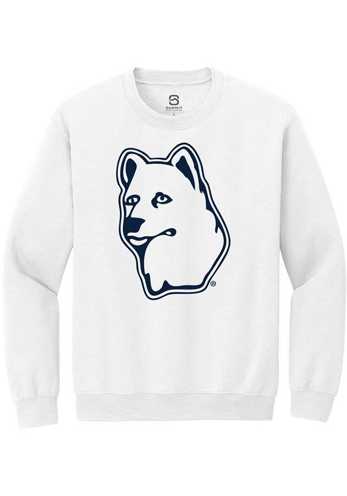 UConn Huskies Unisex Alt Logo White Crew Sweatshirt