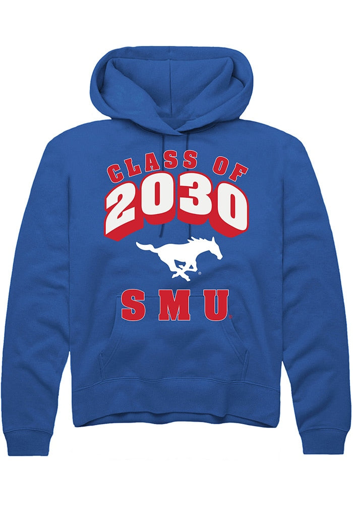 SMU Mustangs Mens Blue Class of 2030 Long Sleeve Hoodie