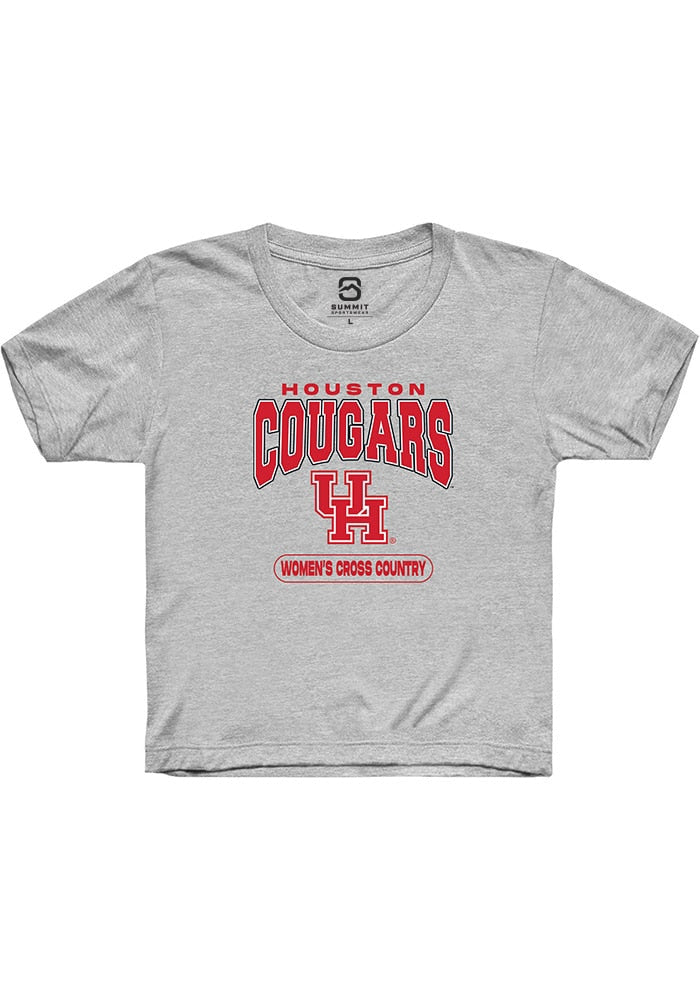 Houston Cougars Youth Grey Women's Cross Country Short Sleeve T-Shirt