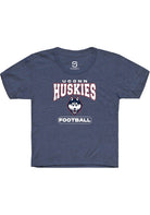 UConn Huskies Youth Navy Heather Football Short Sleeve T-Shirt