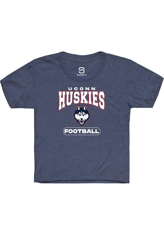 UConn Huskies Youth Navy Heather Football Short Sleeve T-Shirt
