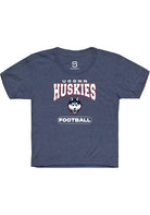 UConn Huskies Youth Football Heather Navy Short Sleeve T-Shirt