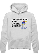 Kansas Jayhawks Mens White Go Ask Your Mom Long Sleeve Hoodie