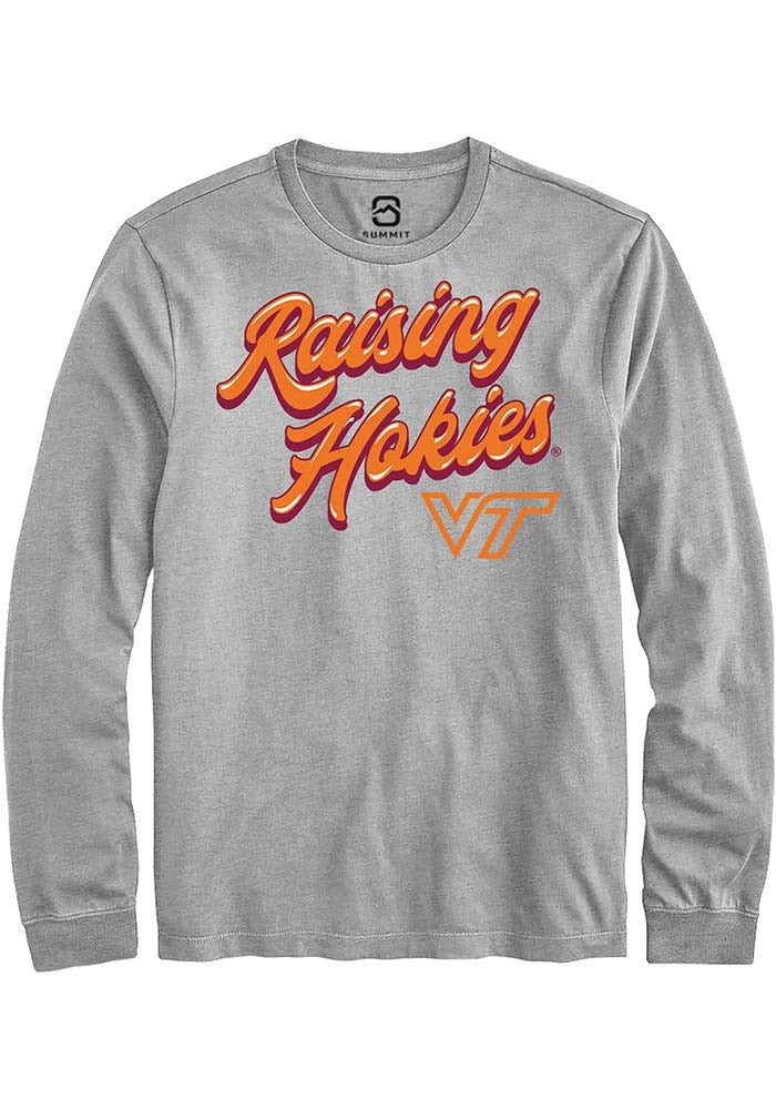 Virginia Tech Hokies Grey RAISING MASCOTS Long Sleeve T-Shirt