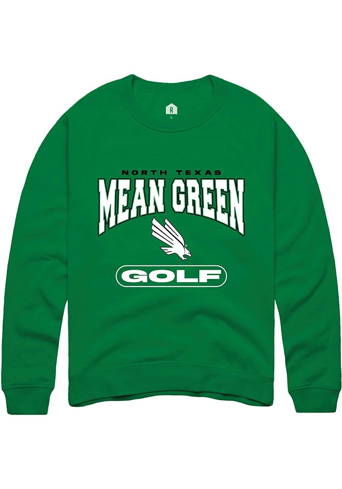 North Texas Mean Green Mens Kelly Green Golf Long Sleeve Crew Sweatshirt