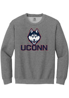 UConn Huskies Unisex Primary Logo Heather Graphite Crew Sweatshirt