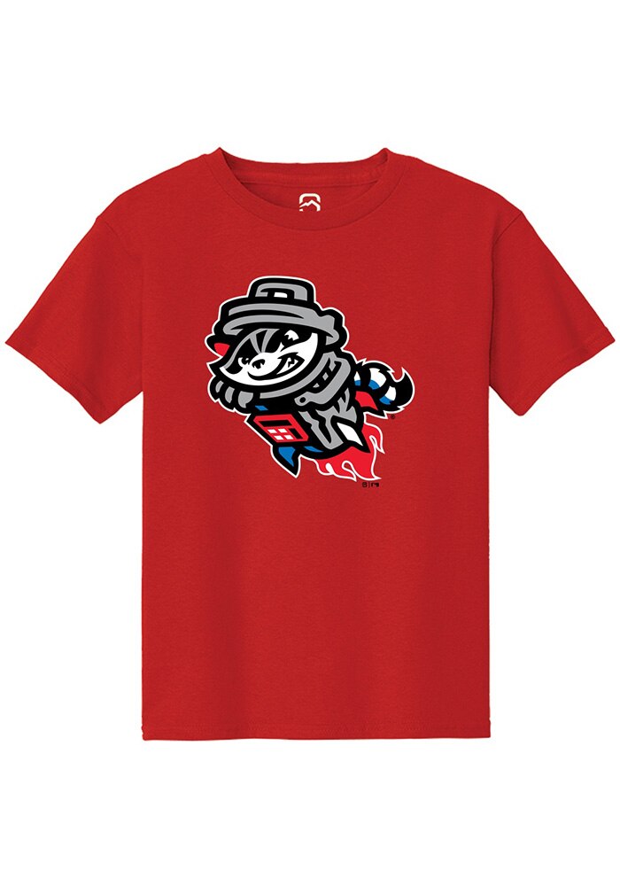 Rocket City Trash Pandas Youth Red Primary Logo Youth Short Sleeve