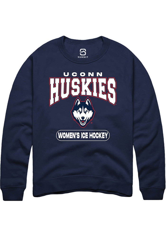 UConn Huskies Unisex Womens Ice Hockey Navy Crew Sweatshirt