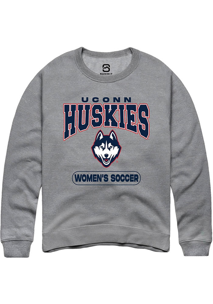 Uconn Huskies Unisex Graphite Heather Womens Soccer Crew Sweatshirt