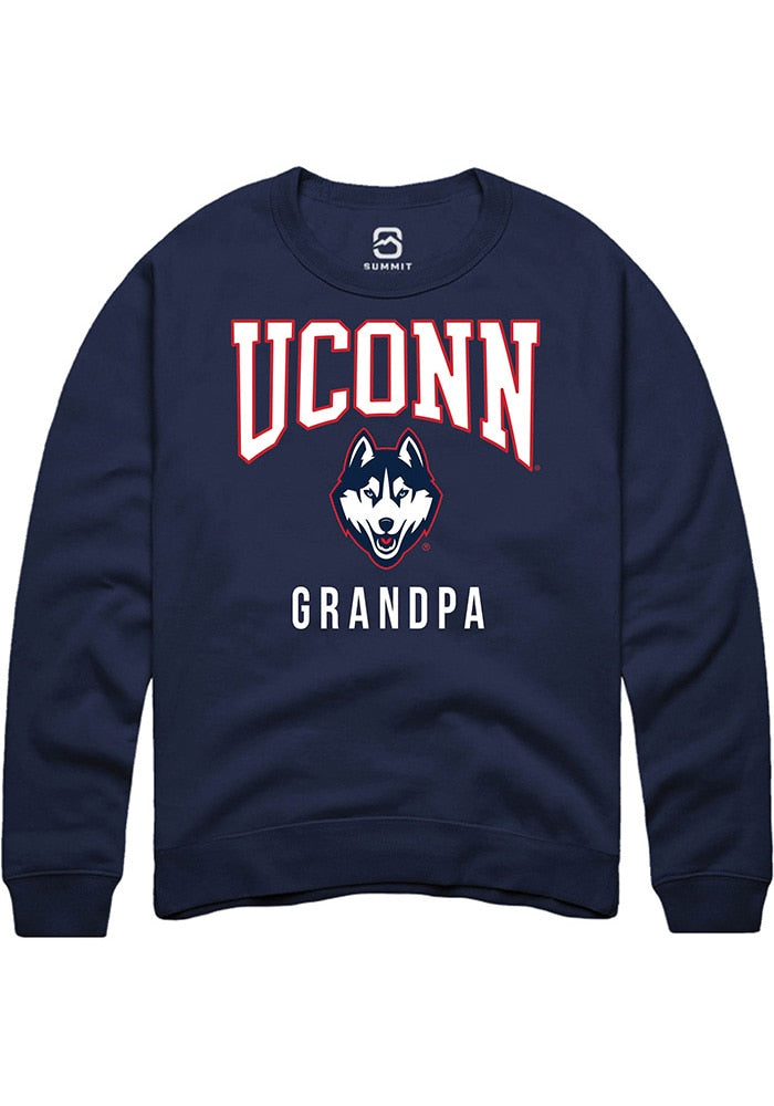 UConn Huskies Unisex Grandpa Navy Crew Sweatshirt
