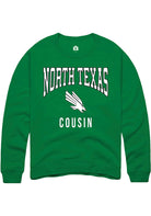 North Texas Mean Green Mens Kelly Green Cousin Long Sleeve Crew Sweatshirt