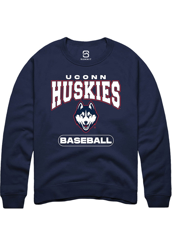 UConn Huskies Unisex Baseball Navy Crew Sweatshirt
