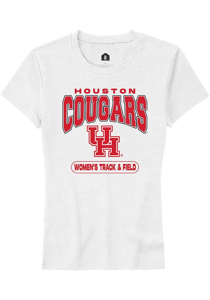 Houston Cougars Womens White Women's Track & Field Short Sleeve T-Shirt