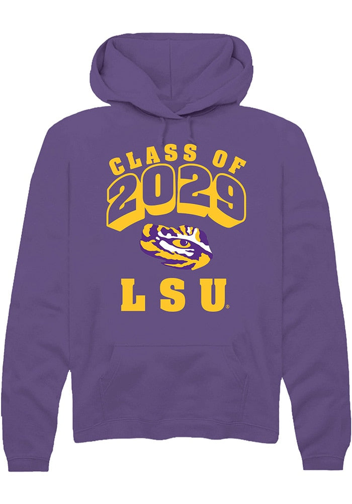 LSU Tigers Mens Purple Class of 2029 Long Sleeve Hoodie