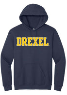 Drexel Dragons Mens Navy Blue Straight Block Long Sleeve Hoodie