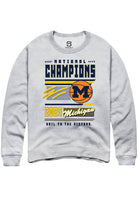 Michigan Wolverines Unisex Ash Mbb National Champs 2026 Magazine Crew Sweatshirt