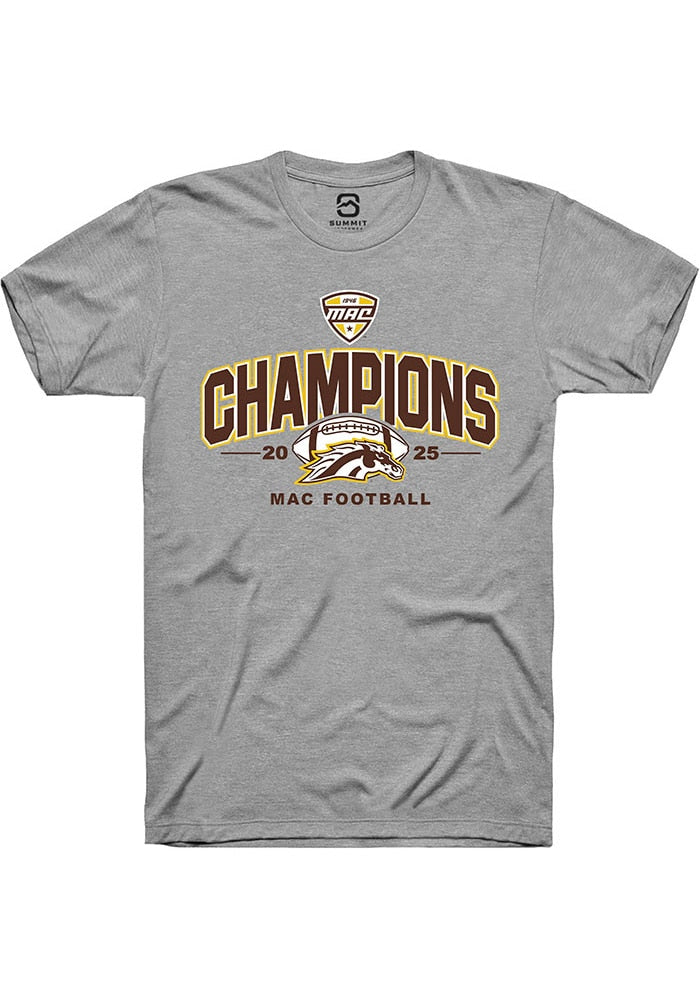Western Michigan Broncos Unisex Sport Grey Mac 2025 Football Champions Short Sleeve T-Shirt
