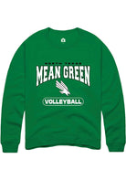 North Texas Mean Green Mens Kelly Green Volleyball Long Sleeve Crew Sweatshirt