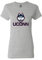 UConn Huskies Womens Primary Logo Heather Graphite Short Sleeve T-Shirt