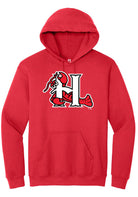 Hickory Crawdads Unisex Red Primary Logo Unisex Hoodie