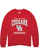 Houston Cougars Mens Red Women's Cross Country Long Sleeve Crew Sweatshirt