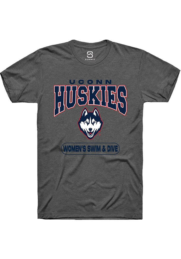 Uconn Huskies Unisex Dark Heather Womens Swim And Dive Short Sleeve T-Shirt