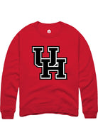 Houston Cougars Mens Red Primary Logo Long Sleeve Crew Sweatshirt