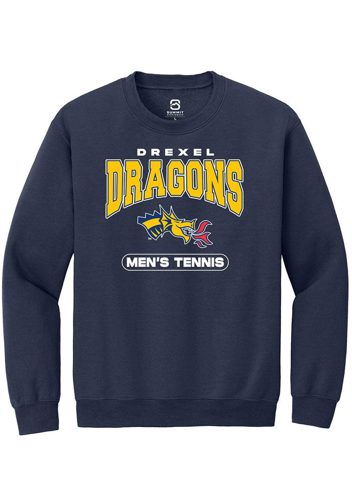 Drexel Dragons Mens Navy Blue Tennis Long Sleeve Crew Sweatshirt