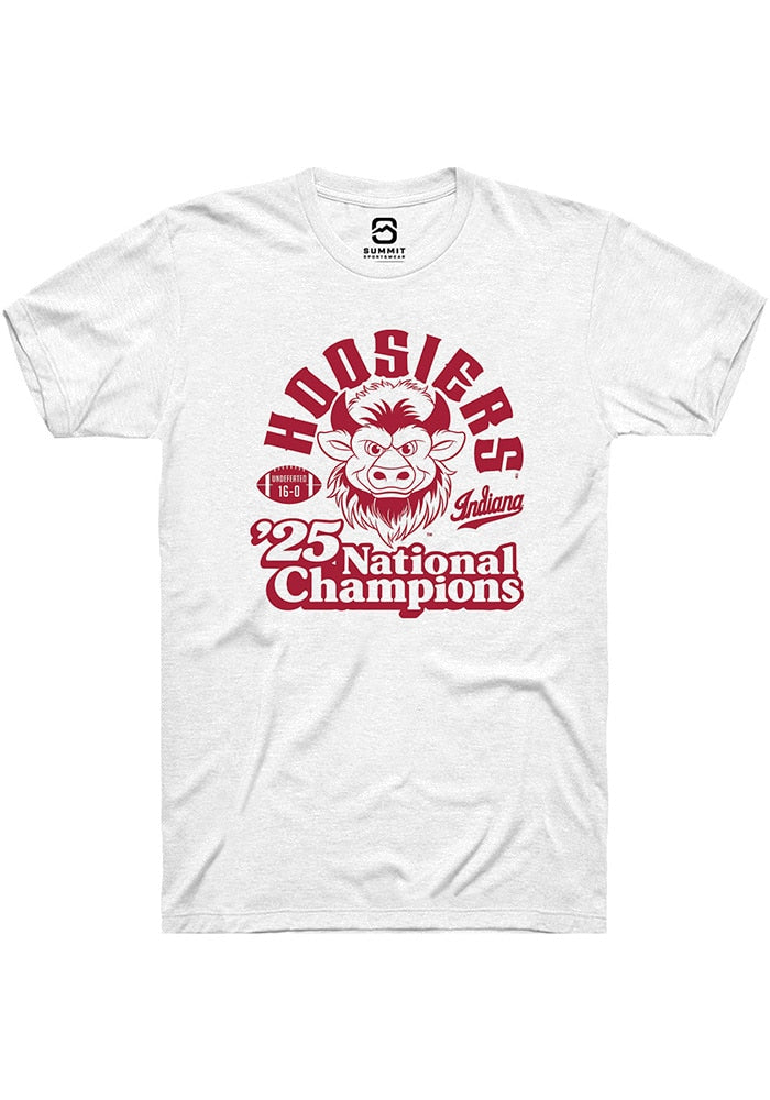 Indiana Hoosiers Unisex White Vintage 2025 National Champions Short Sleeve T-Shirt