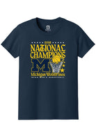Michigan Wolverines Youth Navy Mbb National Champs 2026 Hoop Short Sleeve T-Shirt