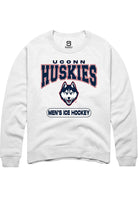 UConn Huskies Unisex Mens Ice Hockey White Crew Sweatshirt