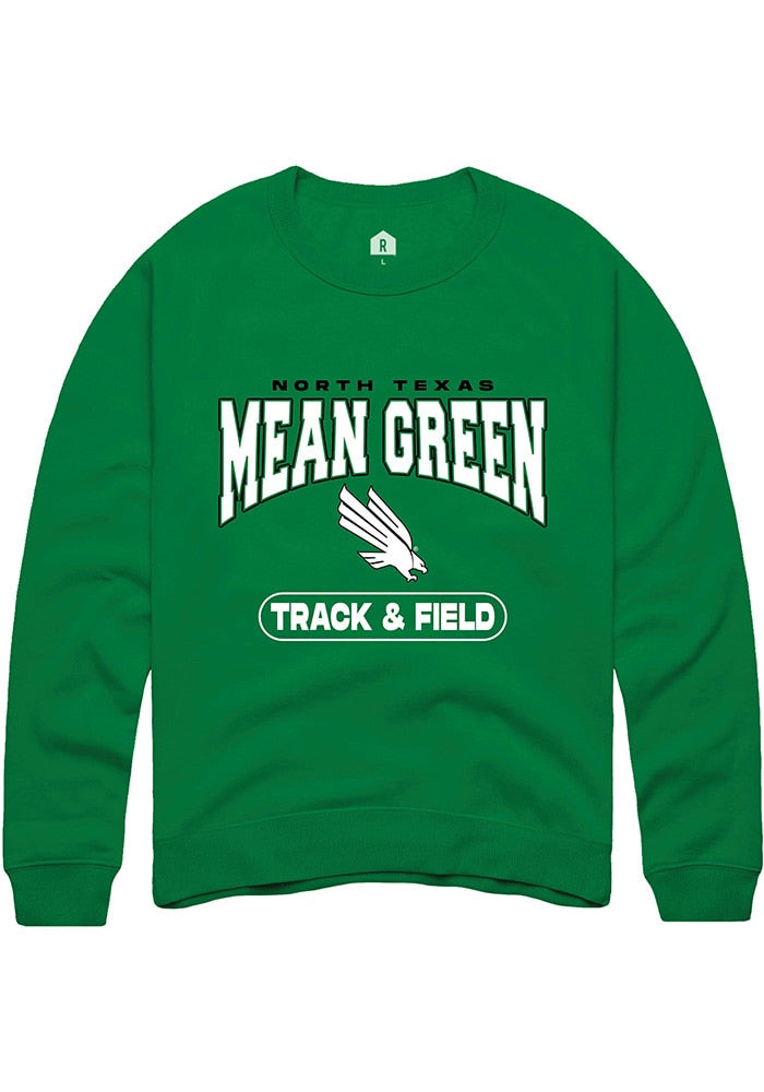 North Texas Mean Green Mens Kelly Green Track & Field Long Sleeve Crew Sweatshirt