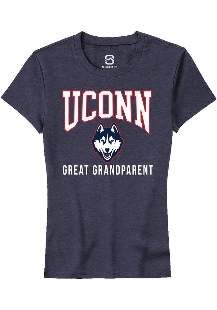 UConn Huskies Womens Great Grandparent Heather Navy Short Sleeve T-Shirt