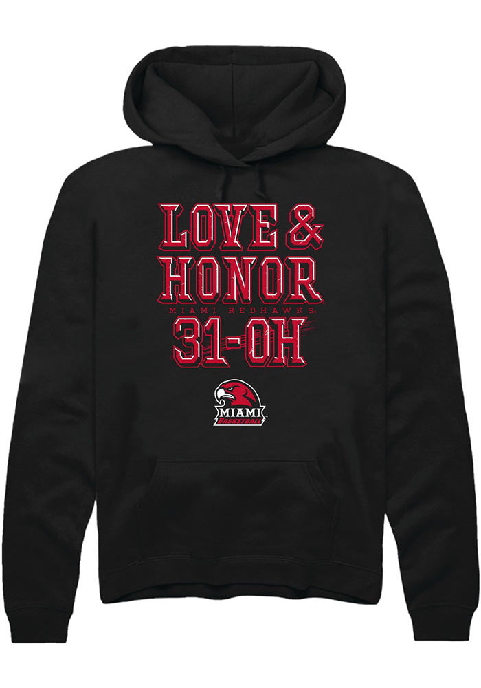 Miami Of Ohio Redhawks Unisex Black Love And Honor 31-Oh Hoodie