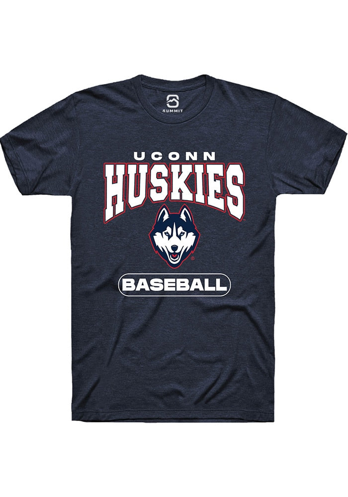UConn Huskies Unisex Baseball Heather Navy Short Sleeve T-Shirt