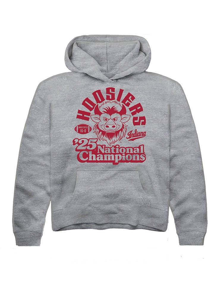 Indiana Hoosiers Youth Graphite Heather Vintage 2025 National Champions Hoodie