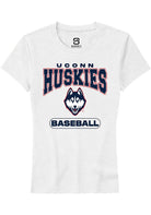 UConn Huskies Womens Baseball White Short Sleeve T-Shirt