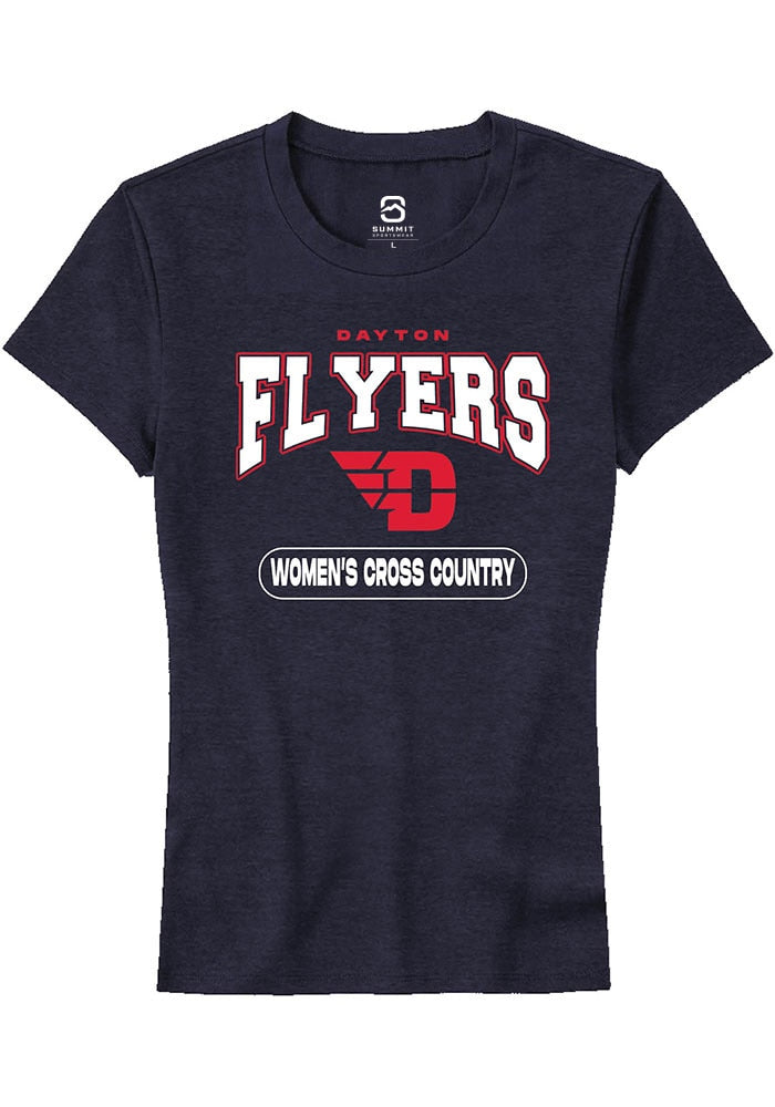 Dayton Flyers Womens Navy Blue Women's Cross Country Short Sleeve T-Shirt