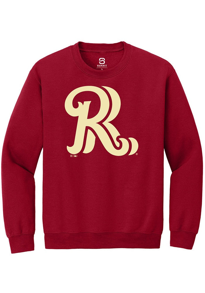 Frisco Roughriders Unisex Cardinal Red Primary Logo Unisex Crew Neck Sweatshirt