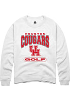 Houston Cougars Mens White Golf Long Sleeve Crew Sweatshirt