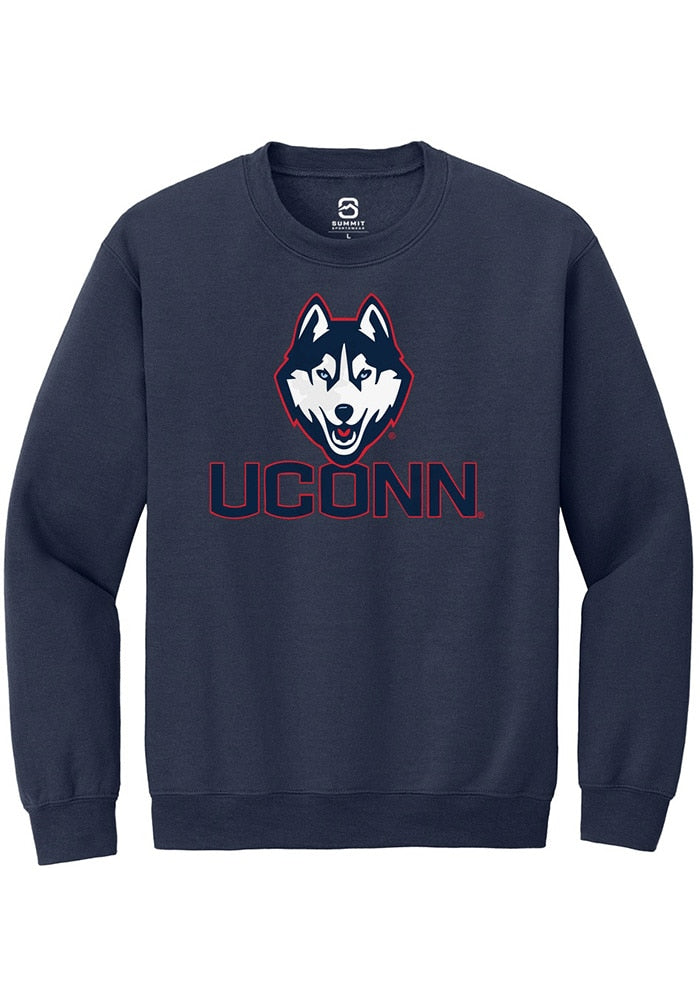 UConn Huskies Unisex Primary Logo Navy Crew Sweatshirt